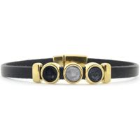 Qoss Zwarte Armband Merel Grijs | Goud - Maat L Qoss Zwarte Armband Merel Grijs | Goud - Maat L