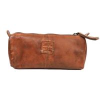 Bear Design Leren Make Up / Pen Etui L Cognac