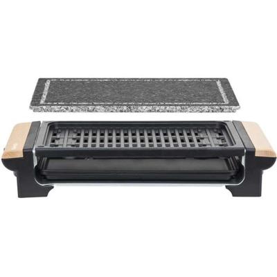 H.KoeNIG - RP320 - Grill 2 in 1 - Kooksteenfunctie en grillfunctie - 37 x 23 cm - Houten handgrepen - 1300 W