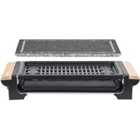 H.KoeNIG - RP320 - Grill 2 in 1 - Kooksteenfunctie en grillfunctie - 37 x 23 cm - Houten handgrepen - 1300 W