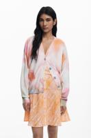 Tie-dye bloemen cardigan - WHITE - M