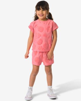 HEMA Kindershort comfy fit badstof bloemen roze (roze)