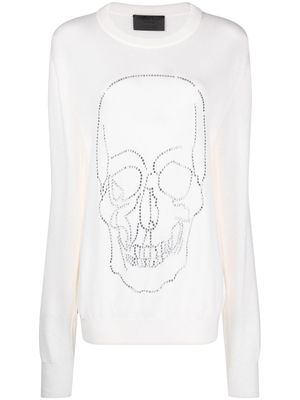 Philipp Plein pull en cachemire à tête de mort cloutée - Tons neutres