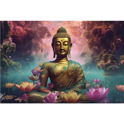 Glasschilderij - Boeddhabeeld - 120 x 80 cm Glasschilderij - Boeddhabeeld - 120 x 80 cm