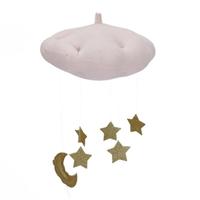 Baby Nursery plafond mobiele partij decoratie wolken maan sterren opknoping decoraties kinderen kamer decoratie voor baby beddengoed (roze goud)