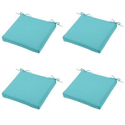 Stof Textile Tuin stoelkussen - 4x - turquoise blauw - 40 x 40 x 5 cm - voor buiten