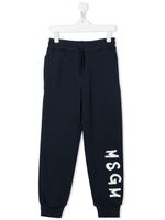 MSGM Kids pantalon de jogging à logo imprimé - Bleu - thumbnail