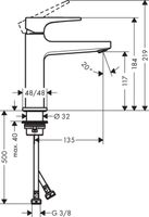 Hansgrohe Metropol wastafelkraan waterbesparend met afvoerplug chroom - thumbnail