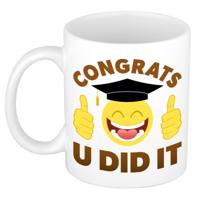Geslaagd cadeau koffie en thee mok / drinkbeker - Congrats u did it - 300 ml - afgestudeerd kado