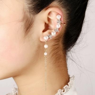 Vrouwen Fashion kwast linkeroor legering Clip oorbellen sneeuw oor Bone Clip(gold)