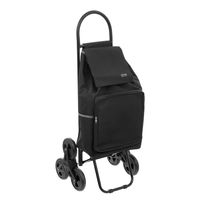 Boodschappen trolley tas met trapwielen - inhoud 40 liter - zwart - 43 x 36 x 99 cm