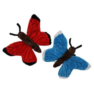 Pluche knuffeldier Vlinders - 2x stuks - 21 cm - insecten knuffels - op te hangen aan lus