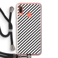 Strepen zwart-wit: Samsung Galaxy A20e Transparant Hoesje met koord Strepen zwart-wit: Samsung Galaxy A20e Transparant Hoesje met koord
