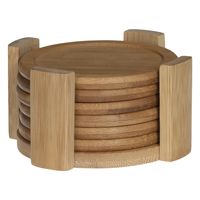 Set van 6x ronde onderzetters voor glazen D10 cm bamboe   - - thumbnail