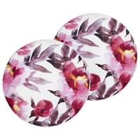 Beliani-LANROSSO-Tuinkussen set van 2-Roze|Wit-⌀ 40 cm-Polyester