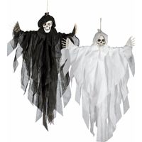 Horror hangdecoratie spook/geest pop zwart 75 cm   -