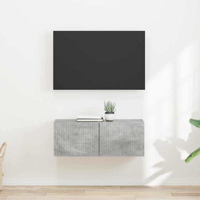 TV Wandkast 2 pcs Beton 60 x 31 x 29.5 cm Bewerkt hout