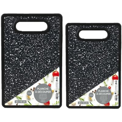 Urban Living keuken Snijplank - marmer look - zwart - kunststof - 25 en 30 cm