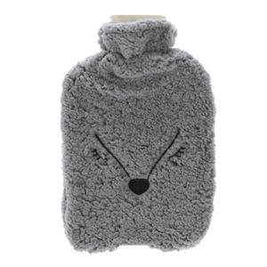 Warmwaterkruik 2 liter met zachte fleece hoes vos grijs   -