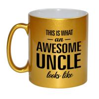 This is what an awesome uncle looks like cadeau - koffiemok - goud - verjaardag - familie
