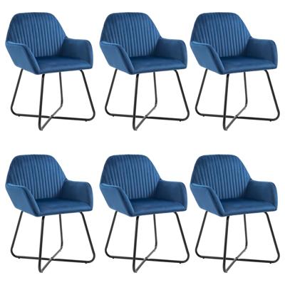 Eetkamerstoelen 6 st fluweel blauw
