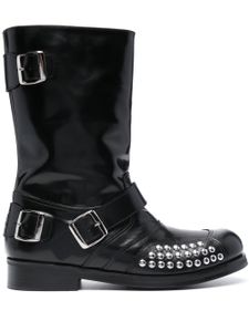 Stefan Cooke bottines style motard en cuir - Noir