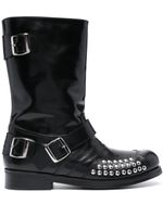 Stefan Cooke bottines style motard en cuir - Noir - thumbnail