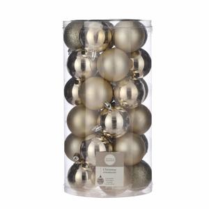 Kerstballen - 30x st - licht champagne - D6 cm - kunststof - kerstversiering