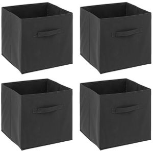 Set van 4x opbergmand 29 liter donkergrijs 31 x 31 x 31 cm