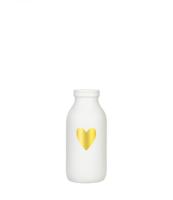 Fles vaas glas wit met hart Ø4.8xH10,4cm