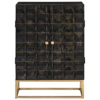 The Living Store Dressoir Industrial - Massief mangohout - 55 x 34 x 75 cm - Zwart - thumbnail