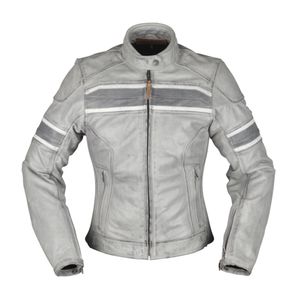 MODEKA Iona Lady Jacket, Leren motorjas dames, Licht Grijs