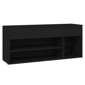 The Living Store Opbergbank met trendy ontwerp - Schoenenkast - 105 x 30 x 45 cm - Zwart - Spaanplaat