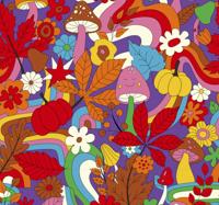 Retro kleurrijke psychedelische bloemen behang