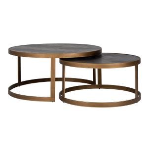 Richmond Ronde Salontafel Blackbone Brass, Set van 2 stuks - Zwart