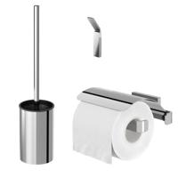 Toiletaccessorieset Geesa Craft | Toiletborstel met houder - Toiletrolhouder met klep - Handdoekhaak | RVS gepolijst