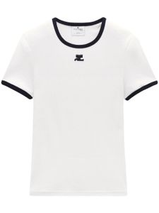 Courrèges t-shirt en coton à bords contrastants - Blanc