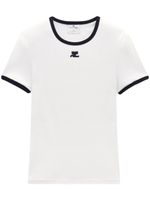 Courrèges t-shirt en coton à bords contrastants - Blanc