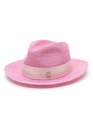 Maison Michel chapeau Henrietta à plaque logo - Rose