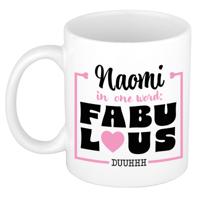 Naam mok Naomi - wit - Fabulous - keramiek - 300 ml - cadeau collega beker