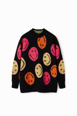 Oversized trui met Smiley® - BLACK - S