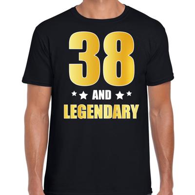 38 and legendary verjaardag cadeau t-shirt - zwart - gouden letters - heren - 38 jaar geworden