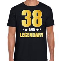 38 and legendary verjaardag cadeau t-shirt - zwart - gouden letters - heren - 38 jaar geworden