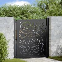 Poort met vlamontwerp 105x106 cm staal zwart