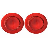 8x Diner onderborden rood glimmend 33 cm rond