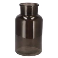 Bloemenvaas melkbus fles model - helder gekleurd glas - zwart - D15 x H26 cm - thumbnail