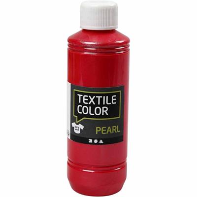Creativ Company Textielkleur, parelmoer, rood, 250 ml/ 1 fles