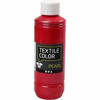 Creativ Company Textielkleur, parelmoer, rood, 250 ml/ 1 fles