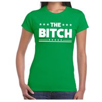 The Bitch tekst t-shirt groen dames