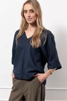 Studio Anneloes Madison Mono Jacquard Top 13219 T-shirt Korte Mouw 6900 Dark Blue